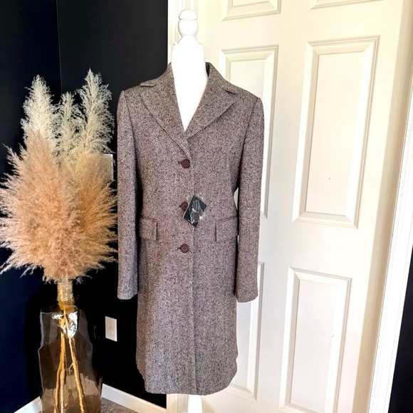 NWT Pret-A-Porter Prague New York Brown Tweed Wool Blend Trench Coat
sz Medium - Picture 1 of 12